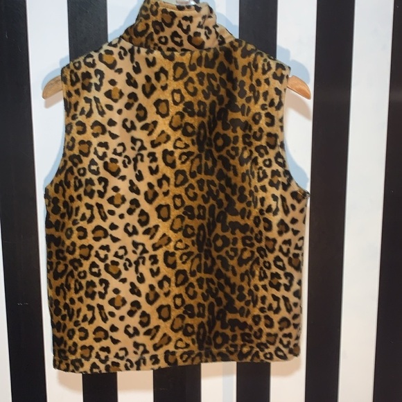 Vintage Reversible Black/Leopard Print Winter Puffy Vest 90s y2k Aesthetic Small - Picture 14 of 14